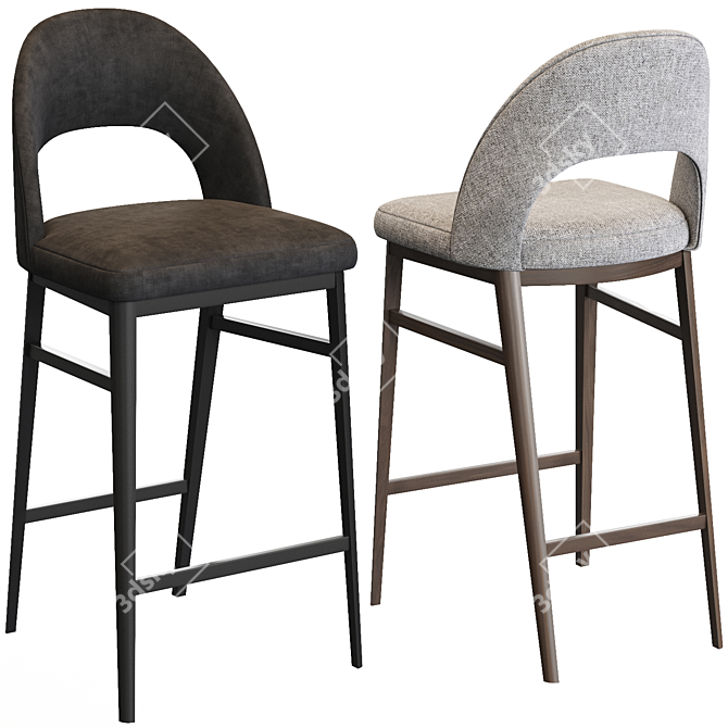 Luxurious Velvet Counter & Bar Stool 3D model image 1