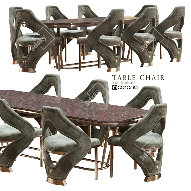 Sleek Modern Table Chair 3D model image 1