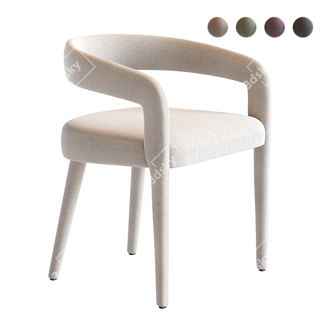 Lisette White Dining Chair - Stain & Spill-Resistant Fabric 3D model image 1