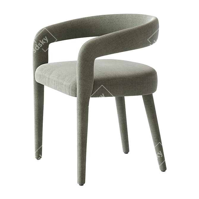 Lisette White Dining Chair - Stain & Spill-Resistant Fabric 3D model image 2