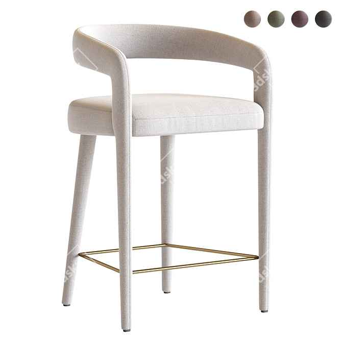 Modern White Counter Stool 3D model image 1