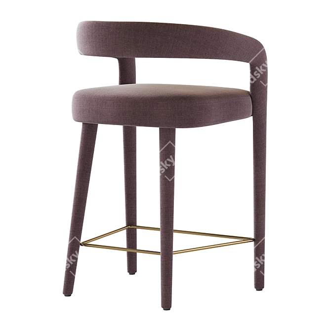 Modern White Counter Stool 3D model image 4