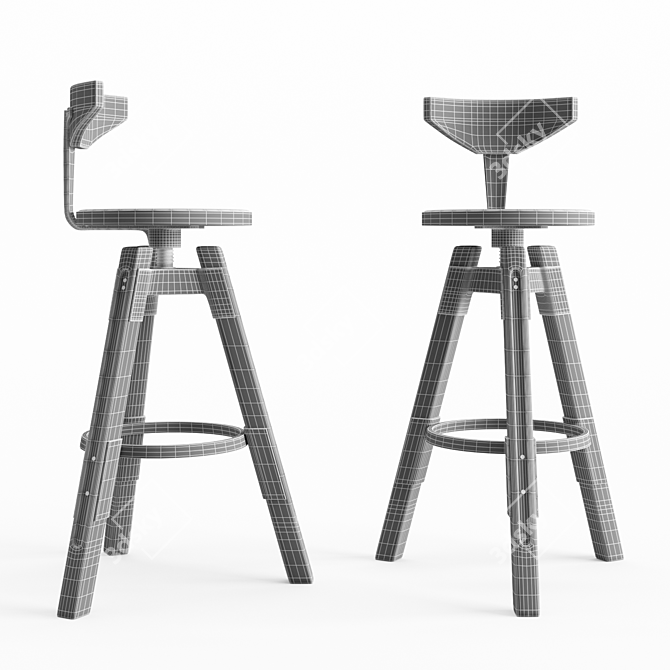 Sleek Turbo Stool 3D model image 2