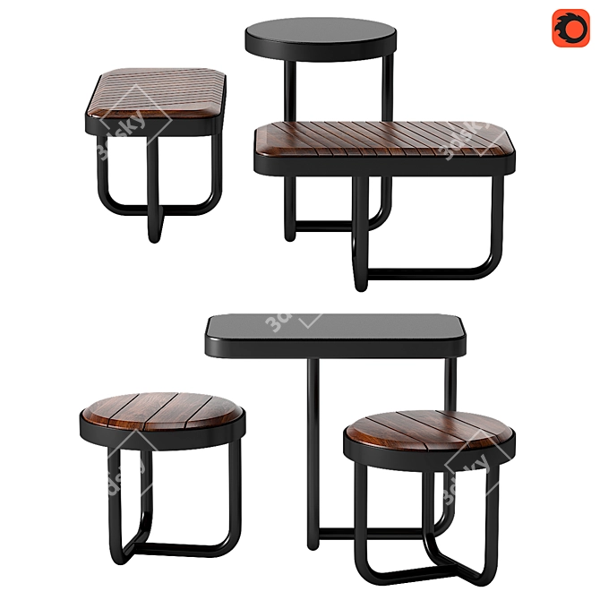 EXTERY Tiide Street Set: Modern Outdoor Furniture 3D model image 1