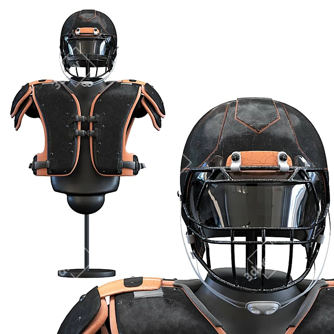 Ultimate Gridiron Gear: American Football Helmet & Protection 3D model image 1