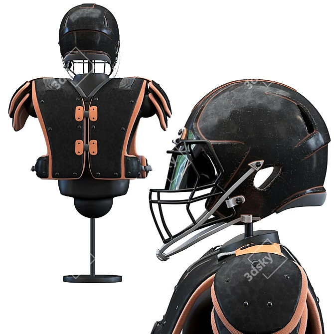 Ultimate Gridiron Gear: American Football Helmet & Protection 3D model image 2