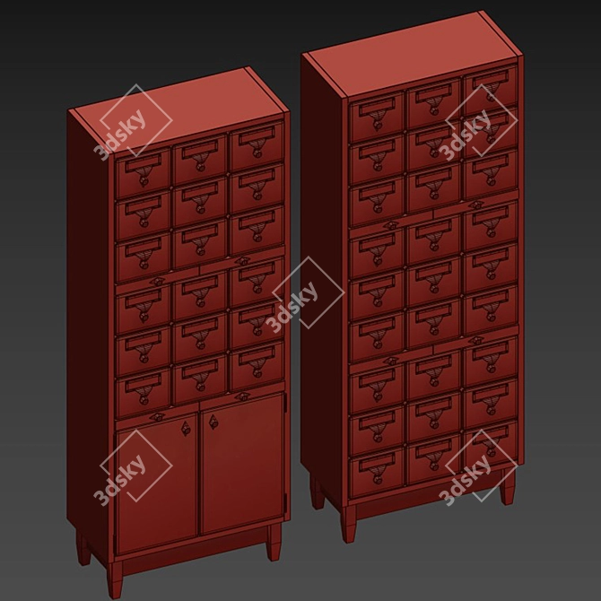 Versatile Library Cabinet: Space-Saving Solution 3D model image 3