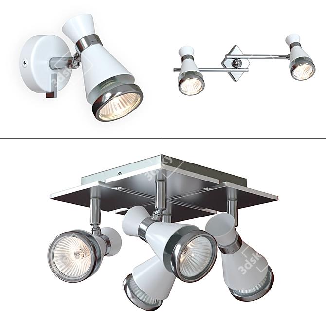 Modern Spot Set with Metal Finish 3D model image 1