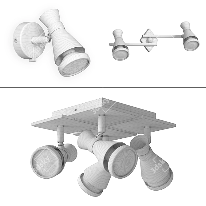 Modern Spot Set with Metal Finish 3D model image 2