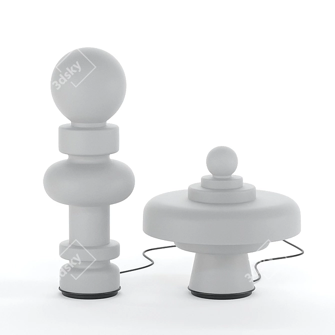 Title: Chess-inspired Lamps: Fontana Arte RE and REGINA 3D model image 2