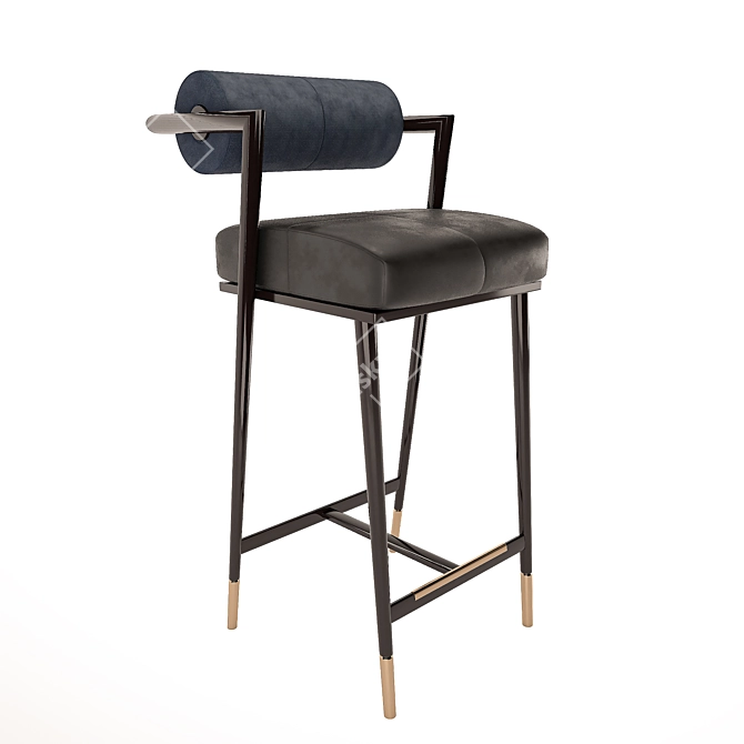 Modern Velvet and Leather Bar Chair 3D model image 1