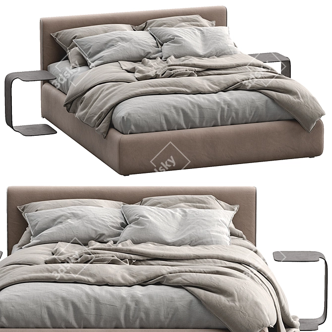Elegant Leather Bed TANGRAM 3D model image 3