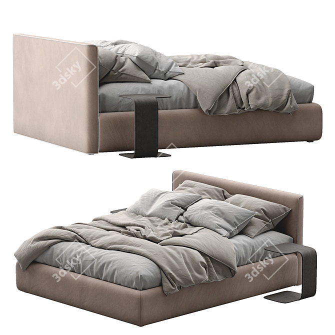 Elegant Leather Bed TANGRAM 3D model image 5