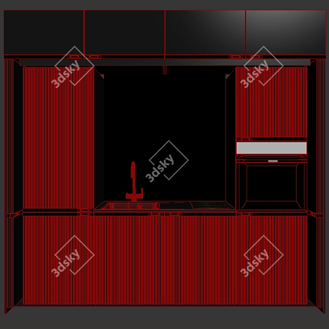 Hidden Sink & Workstation Kitchen 3D model image 5