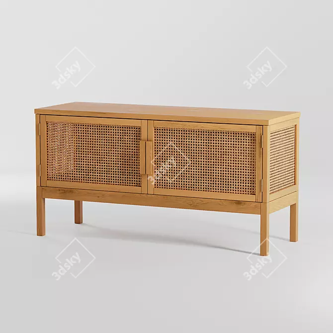 Boho Chic Rattan Media Console 3D model image 2