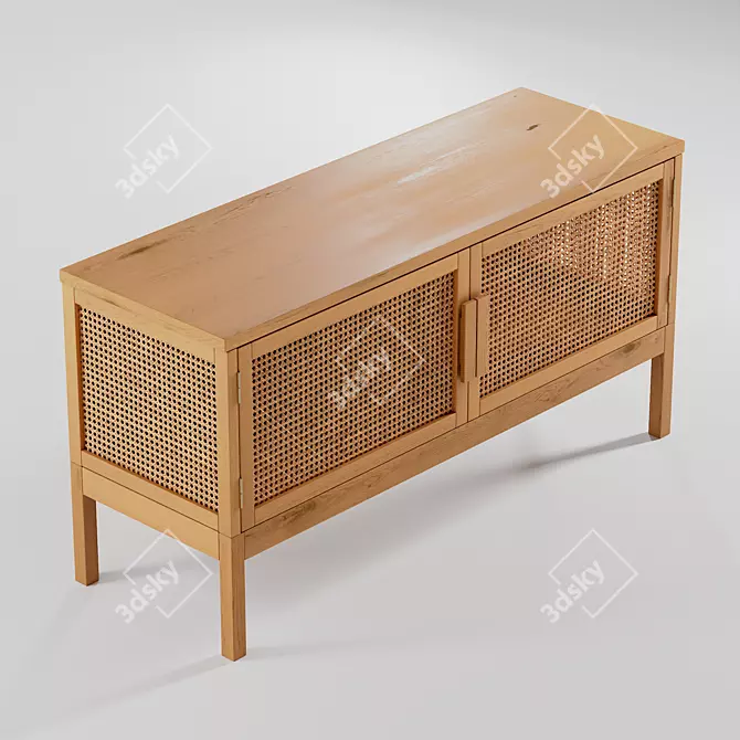 Boho Chic Rattan Media Console 3D model image 3