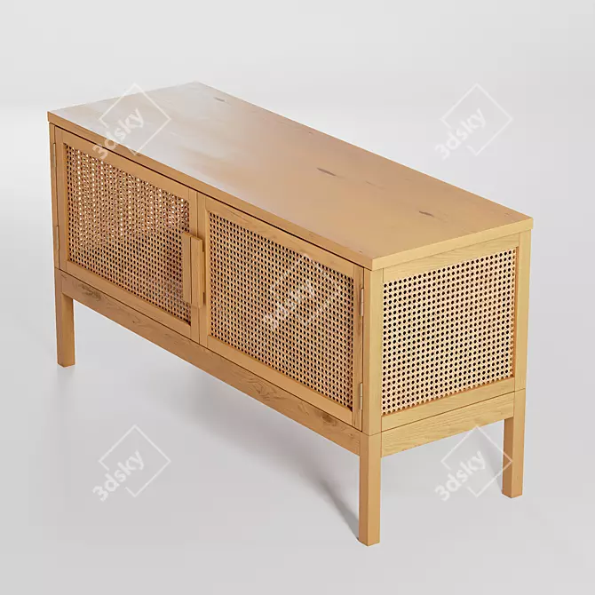 Boho Chic Rattan Media Console 3D model image 4