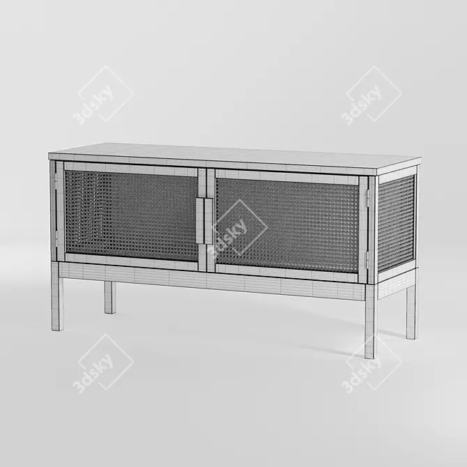 Boho Chic Rattan Media Console 3D model image 5