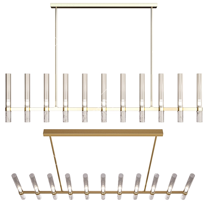 Marina Chandelier: Carrara Marble & Glass 3D model image 1