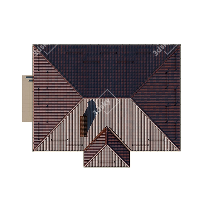 Geometric Roof Cottage with Night Lighting 3D model image 4