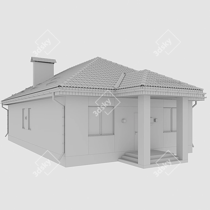 Geometric Cottage with Night Lighting 3D model image 4