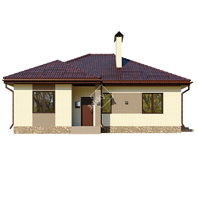 Geometric Roof Nightlight Cottage 3D model image 1