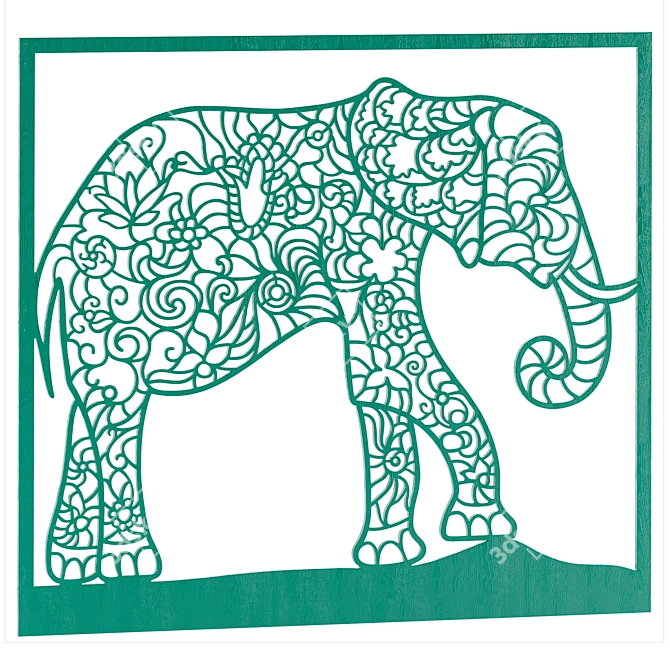 Elephant Panel: Handcrafted Art 3D model image 3