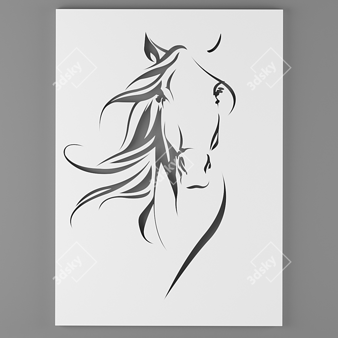 Equestrian Majesty: Decorative Panel 3D model image 1