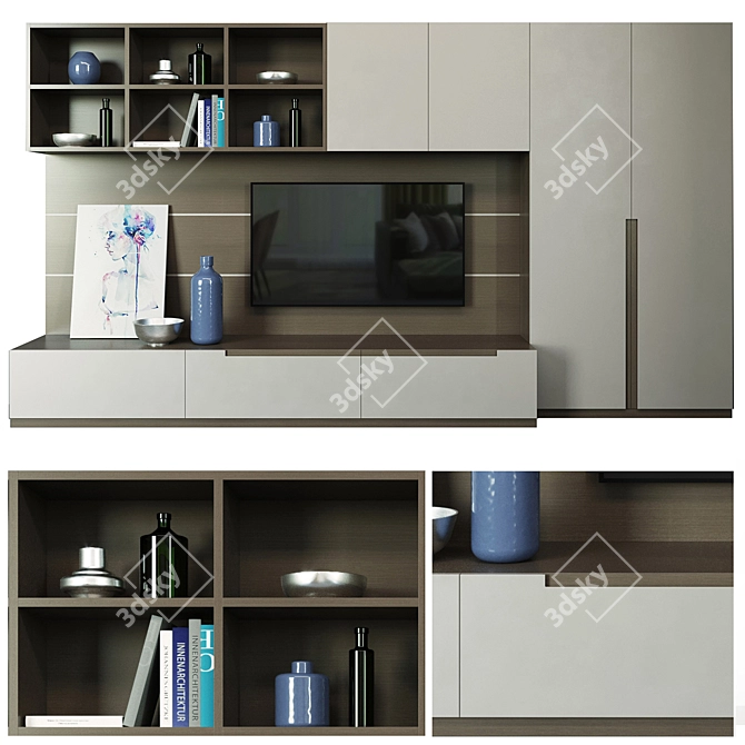 Sleek TV Wall for Modern Living 3D model image 1