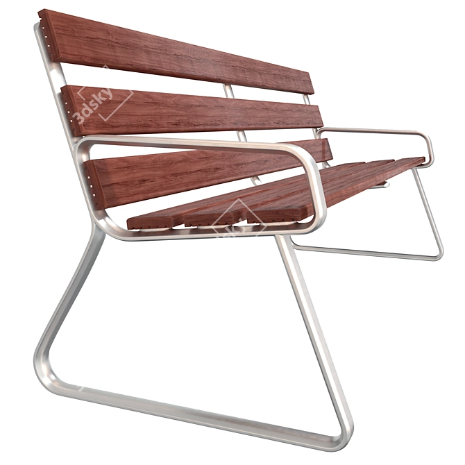 Alure Modern Aluminum and Wood Bench 3D model image 1