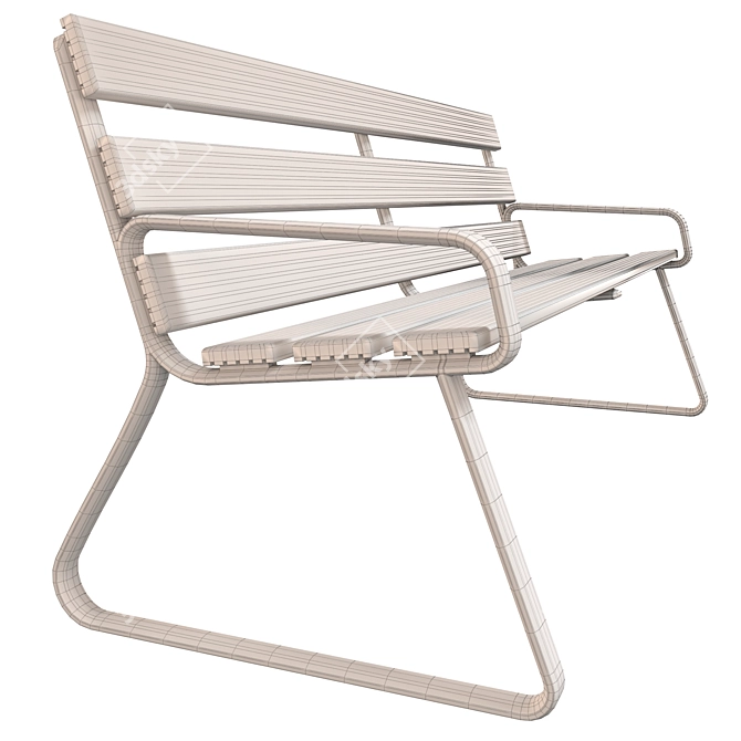 Alure Modern Aluminum and Wood Bench 3D model image 4