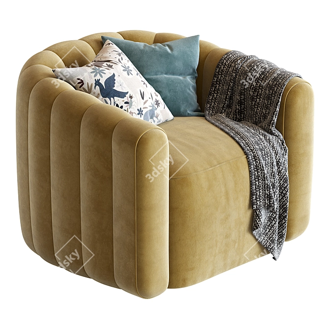 Fitz Velvet Swivel Chair 3D model image 3