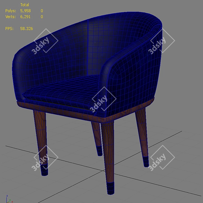 CB2 Viceroy Velvet Chair 3D model image 6