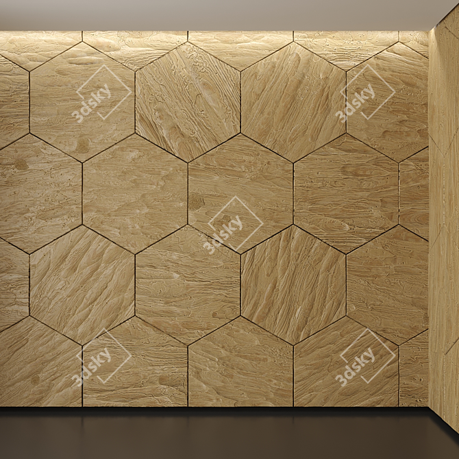Elegant Wood Décor Panels 3D model image 1