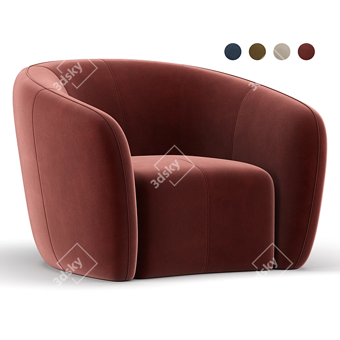 Elegant Alexis 45 Fabric Chair 3D model image 2