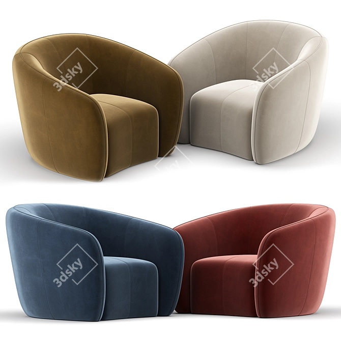 Elegant Alexis 45 Fabric Chair 3D model image 3