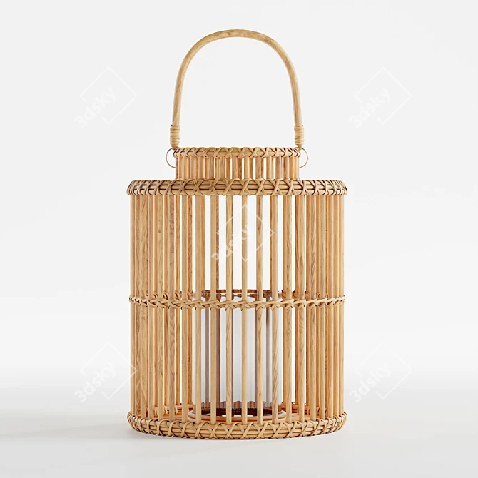 Coastal Haven Rattan Lantern 3D model image 1