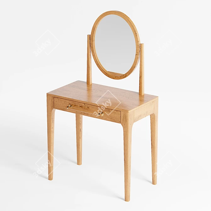 Scandi Ash Wood Vanity 3D model image 3