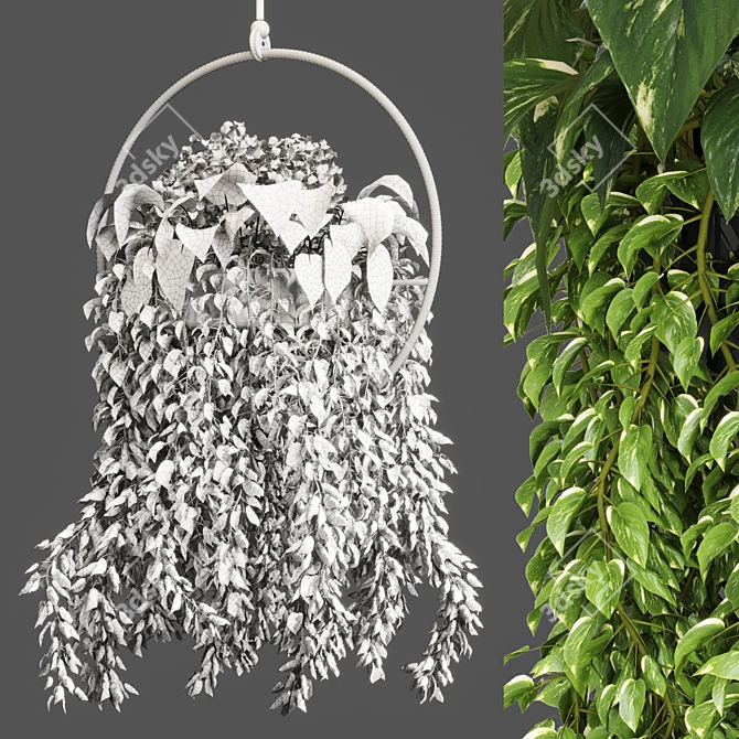 Elegant Metal Vase for Hanging Indoor Plants 3D model image 4