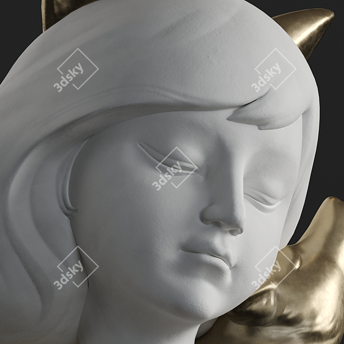 Whimsical Girl and Fox Sculpture 3D model image 6