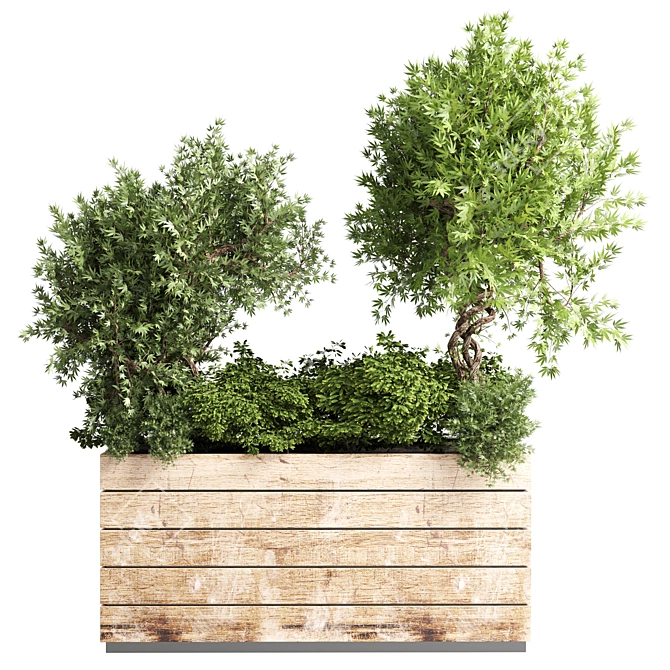 Natural Wood Outdoor Plant Pot (18") 3D model image 2