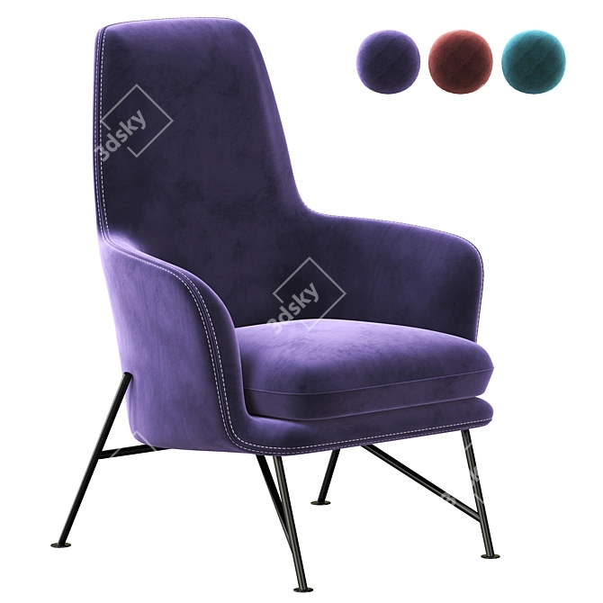 Vibrant Vasco Fabric Accent Chair 3D model image 5