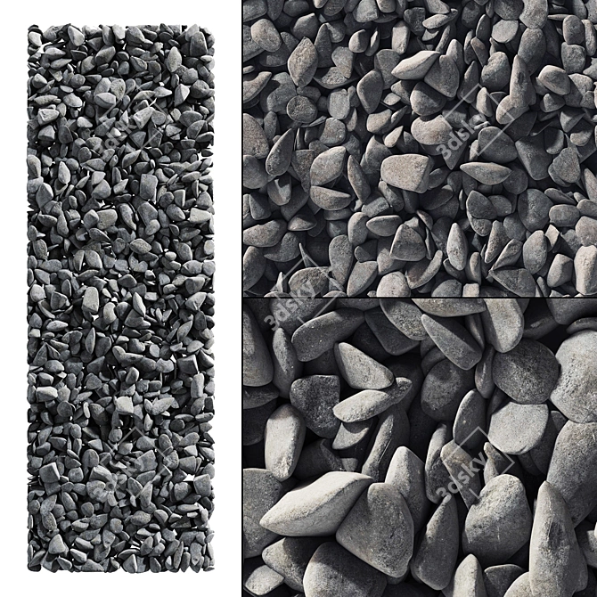 Smooth Splinter Pebble Decor Road 3D model image 9