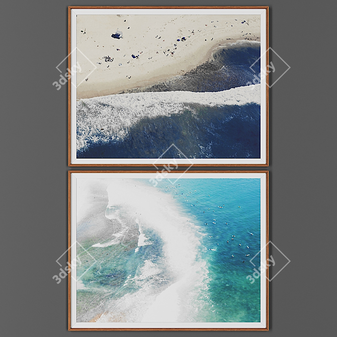 Wooden Frame Picture Set 3D model image 1