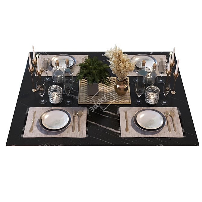 Modern Dining Table Set 014 3D model image 2