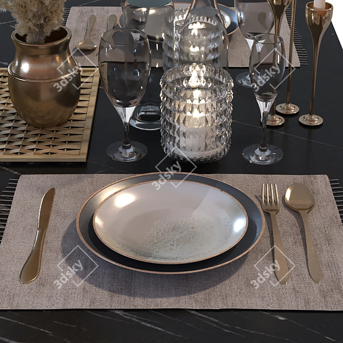 Modern Dining Table Set 014 3D model image 5