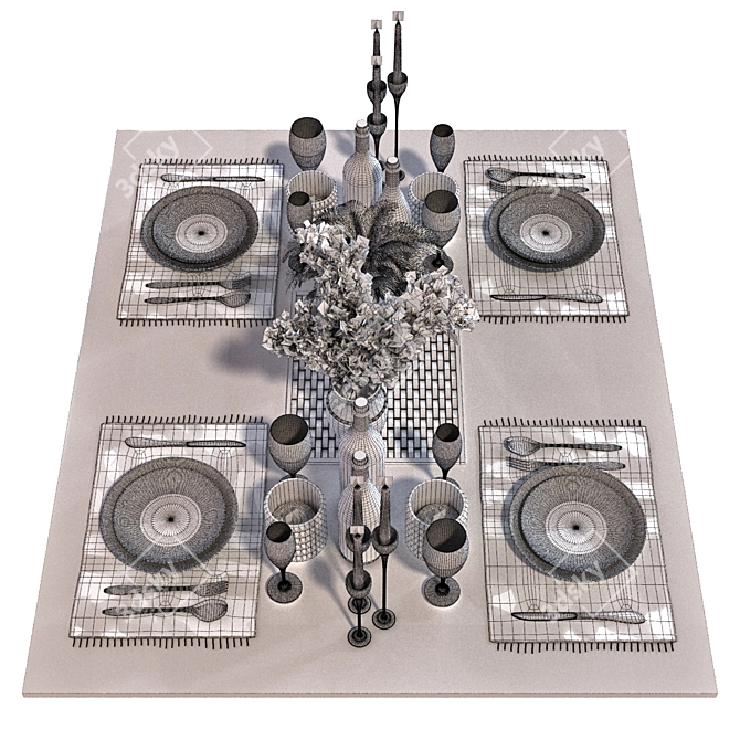 Modern Dining Table Set 014 3D model image 7