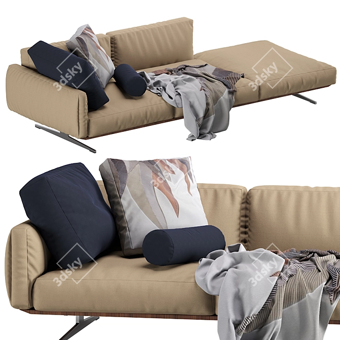 Flexform Soft Dream Chaise Lounge: Unparalleled Comfort & Elegance 3D model image 1