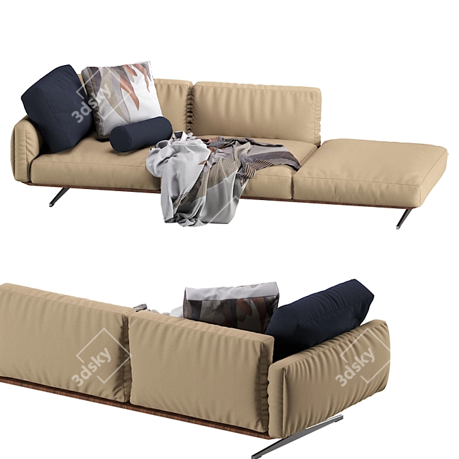 Flexform Soft Dream Chaise Lounge: Unparalleled Comfort & Elegance 3D model image 2