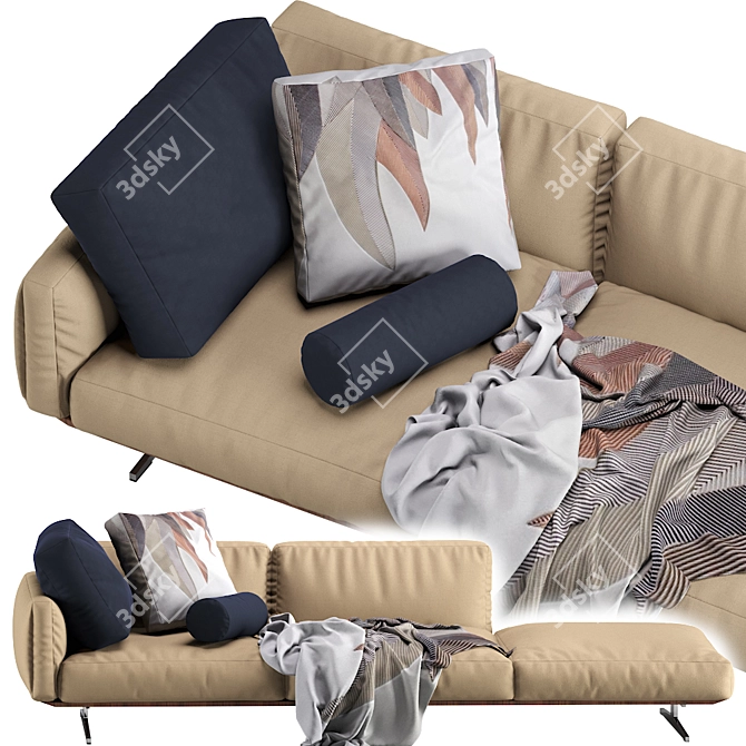 Flexform Soft Dream Chaise Lounge: Unparalleled Comfort & Elegance 3D model image 3